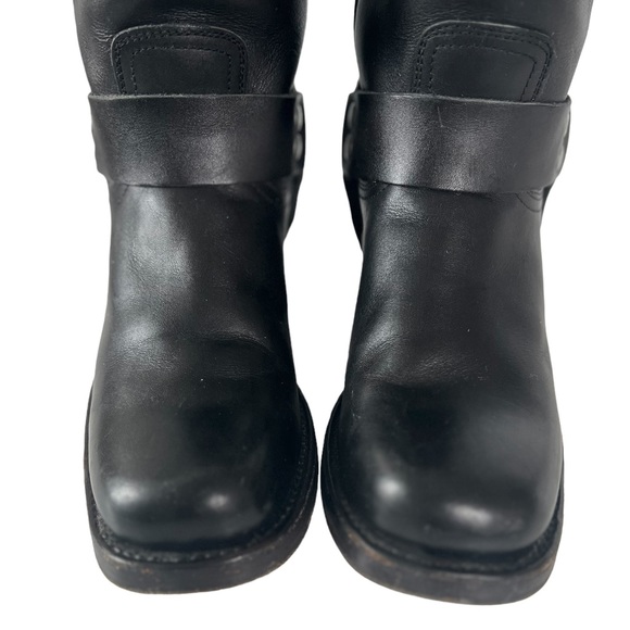 Frye Vintage Y2K Black Leather Square Toe Harness Boots Size 6.5 - Picture 5 of 13